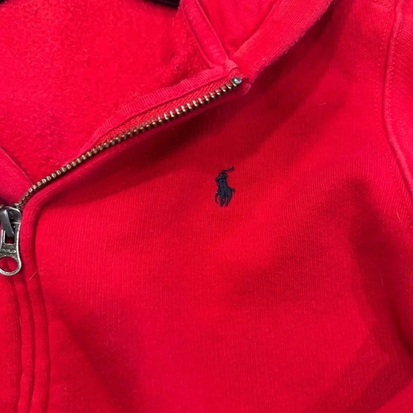 Polo Ralph Lauren Kids Red Cotton-Blend- Zip Up Hoodie Sweatshirt Unisex Size 7 - Picture 7 of 9